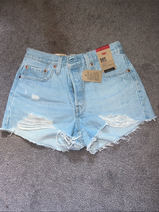 Levi's Pants - Levi's 501 Light Blue Distressed Denim Cutoff Shorts